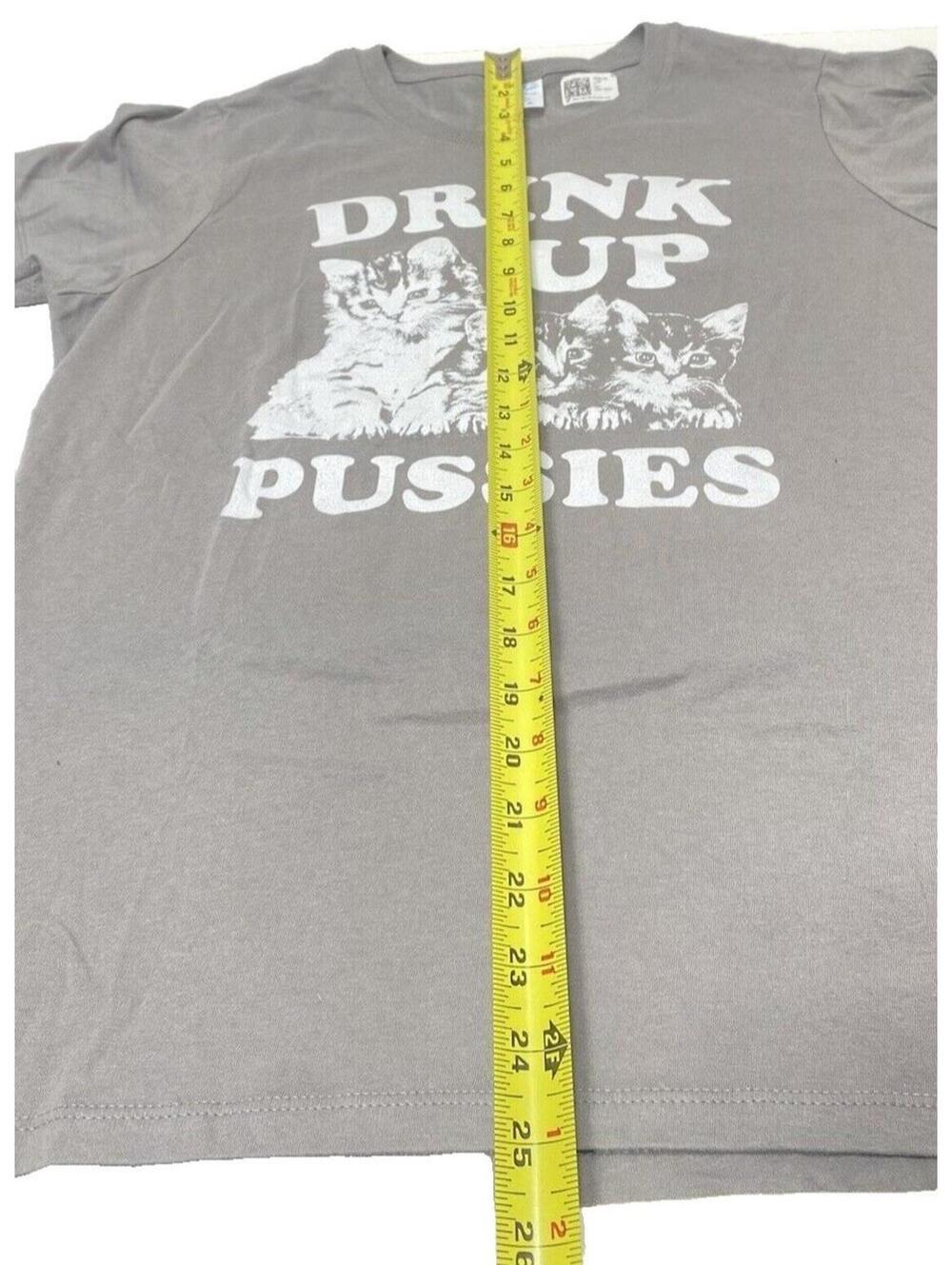 Women’s Medium “Drink Up” Funny Cat Graphic T-Shirt New Casual Top - Picture 4 of 7